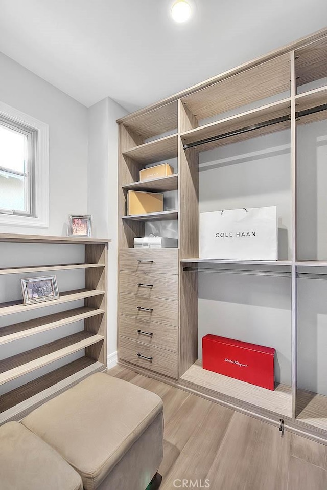 spacious closet featuring hardwood / wood-style floors