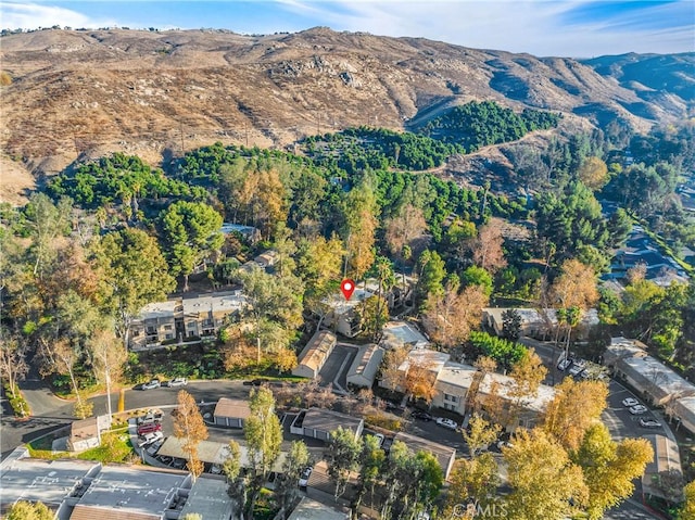 bird's eye view featuring a mountain view