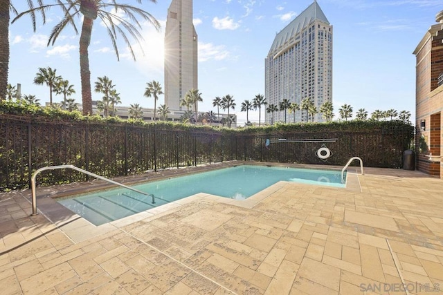 view of pool featuring a patio area