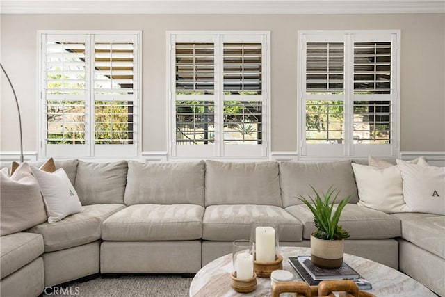 living room featuring plenty of natural light