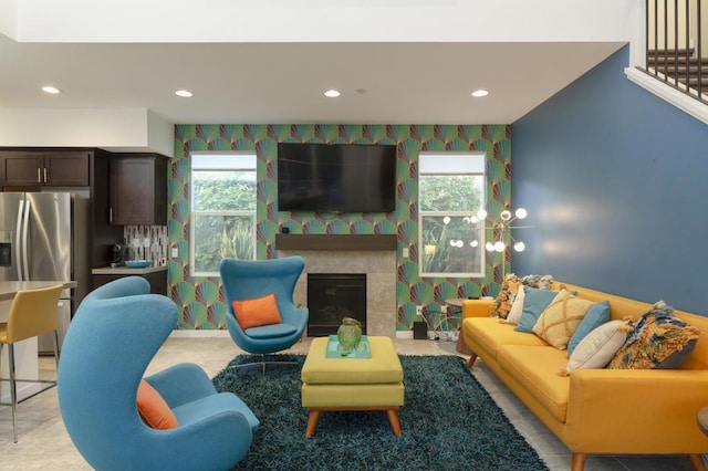 living room featuring a wealth of natural light