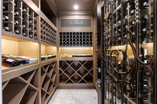 view of wine cellar