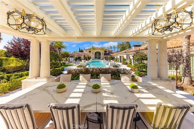 view of patio with a pergola