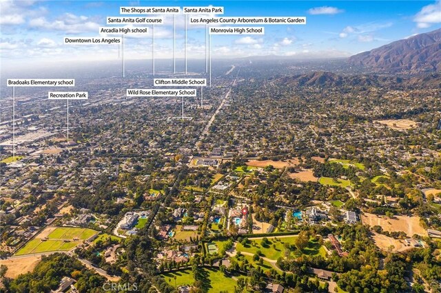 aerial view featuring a mountain view