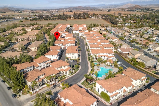 bird's eye view with a mountain view