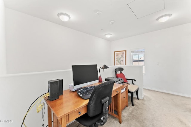 office space featuring light colored carpet