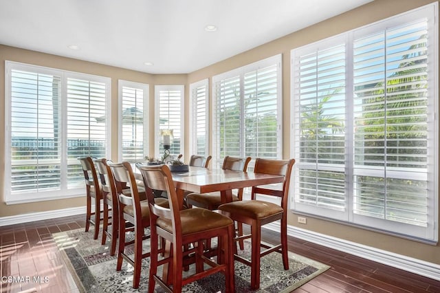 dining area featuring dark hardwood / wood-style flooring