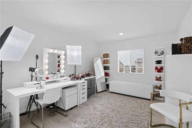 office space featuring light hardwood / wood-style flooring