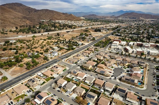 drone / aerial view with a mountain view