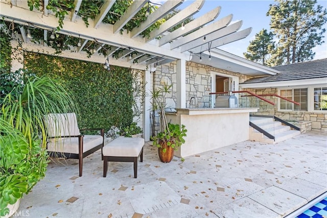 view of patio with a pergola