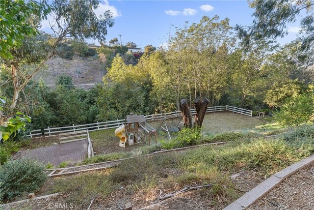 view of yard with a playground