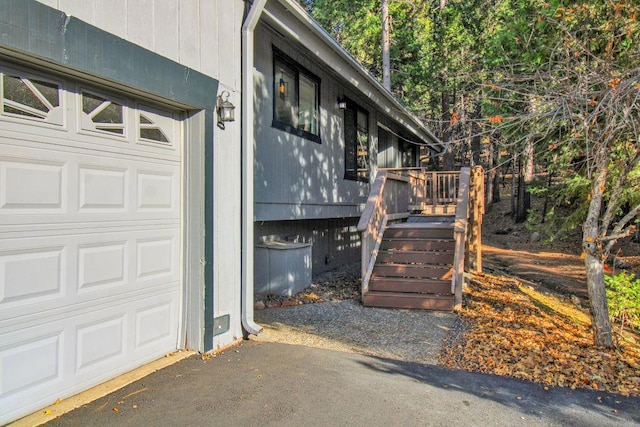 exterior space featuring a garage