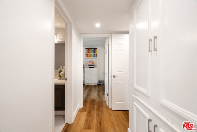 hall featuring light hardwood / wood-style floors