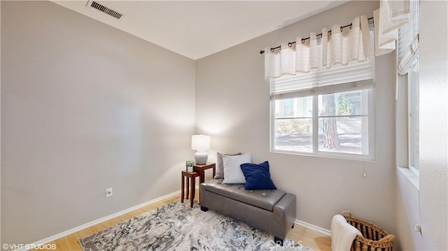 living area featuring light hardwood / wood-style flooring