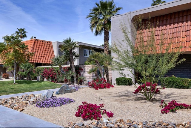 view of property exterior with a lawn