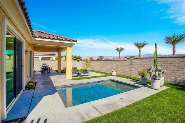 view of swimming pool with a patio