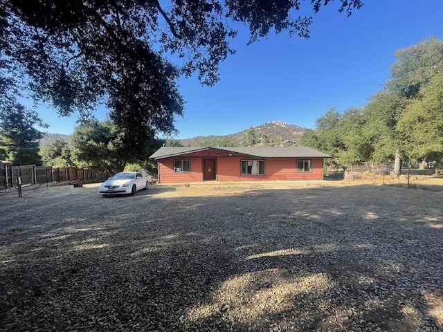 exterior space featuring a mountain view