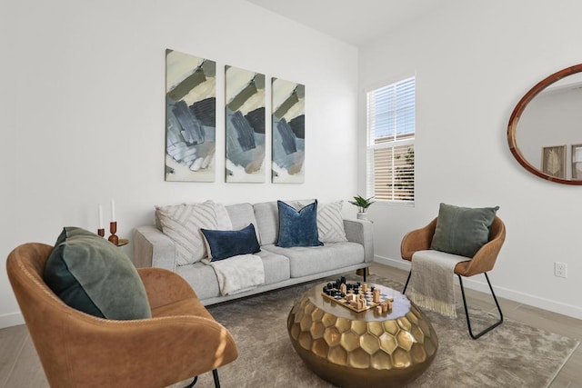 living room with wood-type flooring