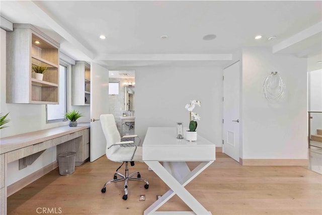 office space featuring light hardwood / wood-style flooring