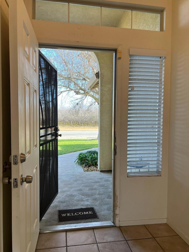 foyer entrance with tile patterned flooring and a healthy amount of sunlight