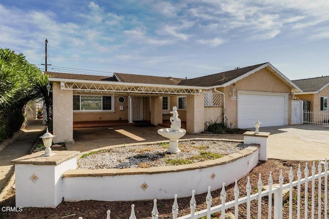 ranch-style home with a garage