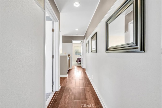 corridor with crown molding