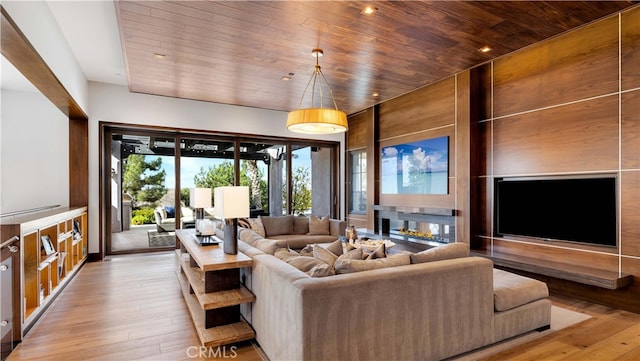 2 Thomas Rd, Ladera Ranch, CA 92694 - living area with wood ceiling and hardwood / wood-style flooring