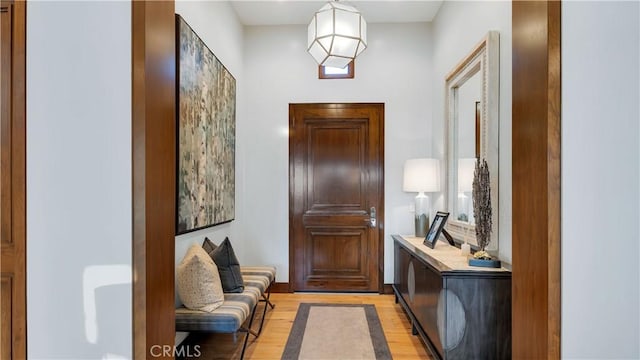 entryway with light hardwood / wood-style flooring