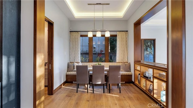 2 Thomas Rd, Ladera Ranch, CA 92694 - dining space with breakfast area, a tray ceiling, and light wood-style floors