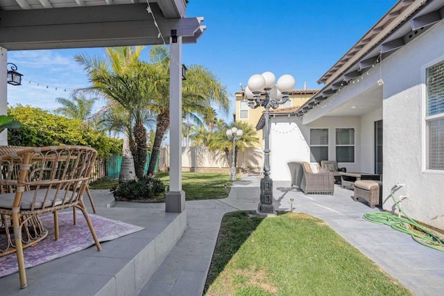 view of patio / terrace featuring an outdoor hangout area