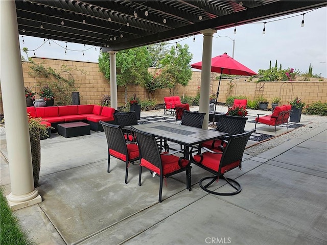 view of patio featuring outdoor lounge area