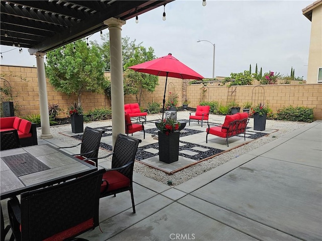 view of patio with an outdoor living space