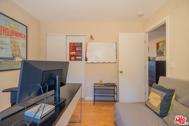 home office featuring light wood-type flooring