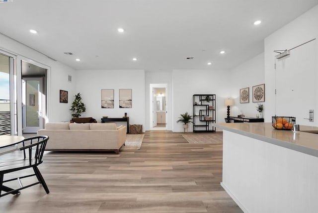 living room with light wood-type flooring