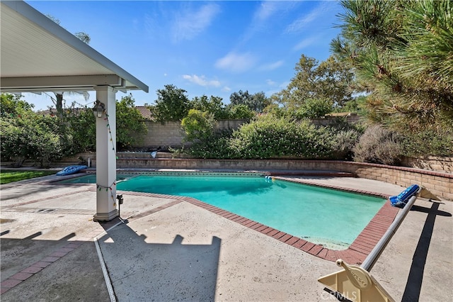 view of swimming pool with a patio