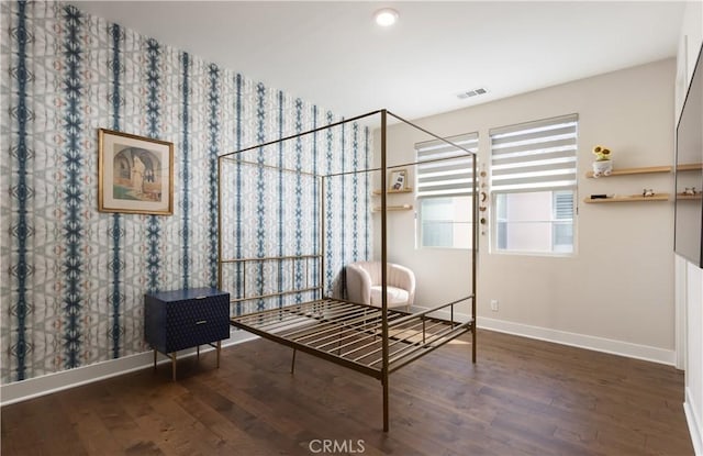 unfurnished room featuring dark wood-type flooring