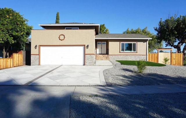 view of front of house with a garage