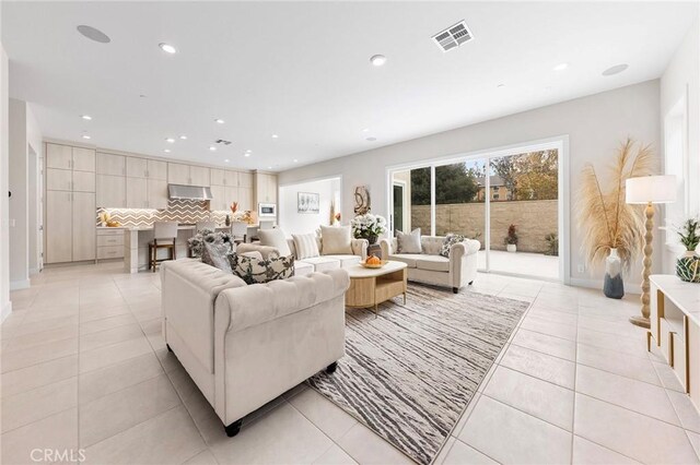 view of tiled living room