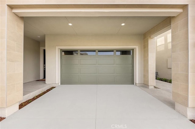 garage with recessed lighting