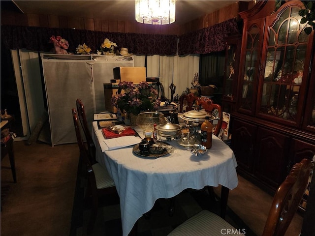 dining area with a chandelier