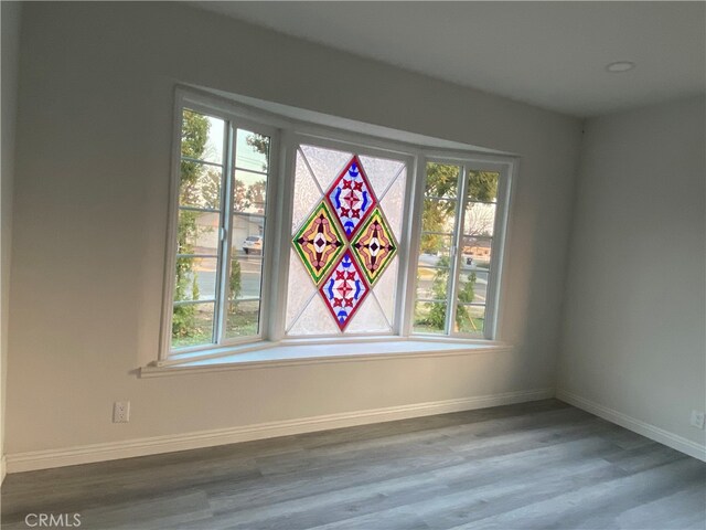 unfurnished room featuring a healthy amount of sunlight and hardwood / wood-style flooring