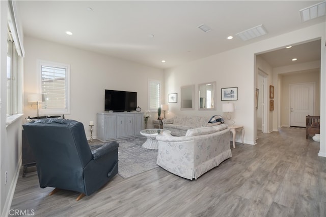 living room featuring light hardwood / wood-style flooring