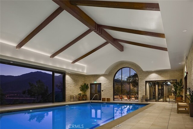 11121 Fourleaf Ct, Corona, CA 92883 - indoor pool with a mountain view