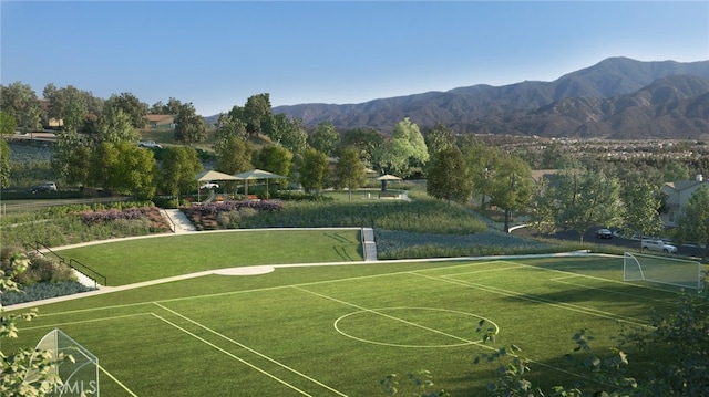 11121 Fourleaf Ct, Corona, CA 92883 - view of property's community with an area for soccer and a mountain view