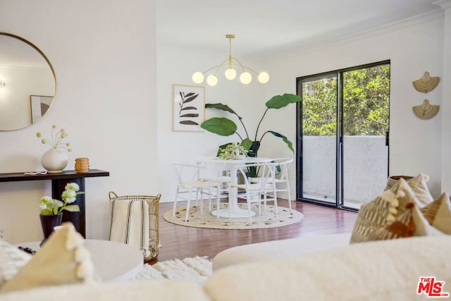 interior space featuring dark wood-type flooring and crown molding