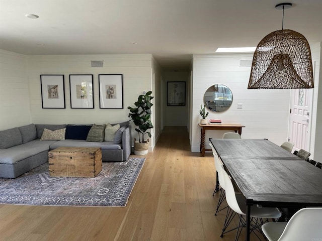 living room featuring light wood-type flooring