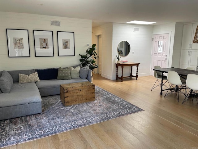 living room featuring light hardwood / wood-style flooring