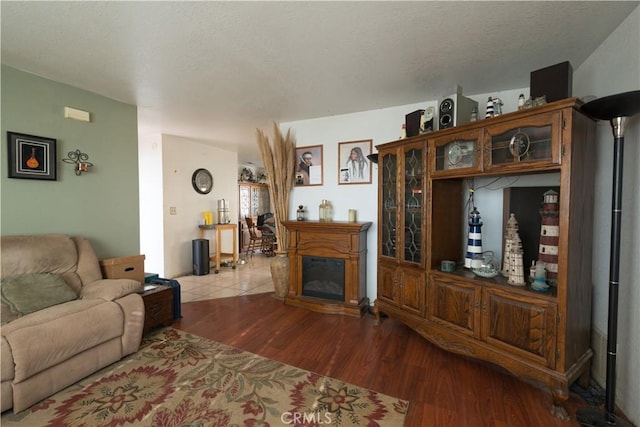 living room with hardwood / wood-style floors