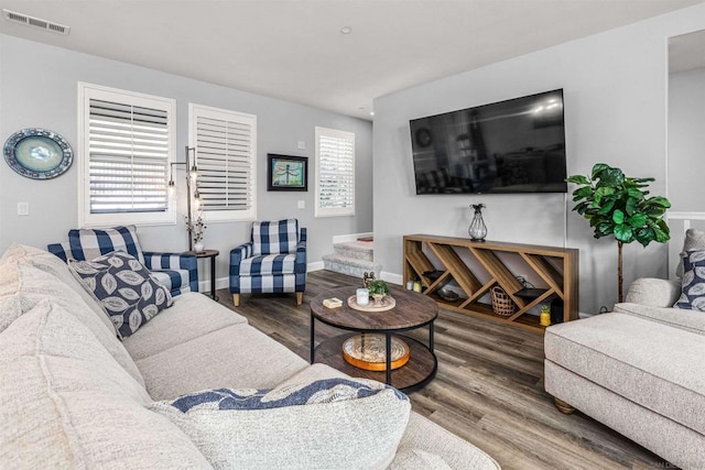 living room featuring hardwood / wood-style flooring