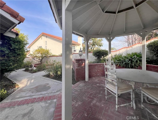 view of patio featuring a gazebo